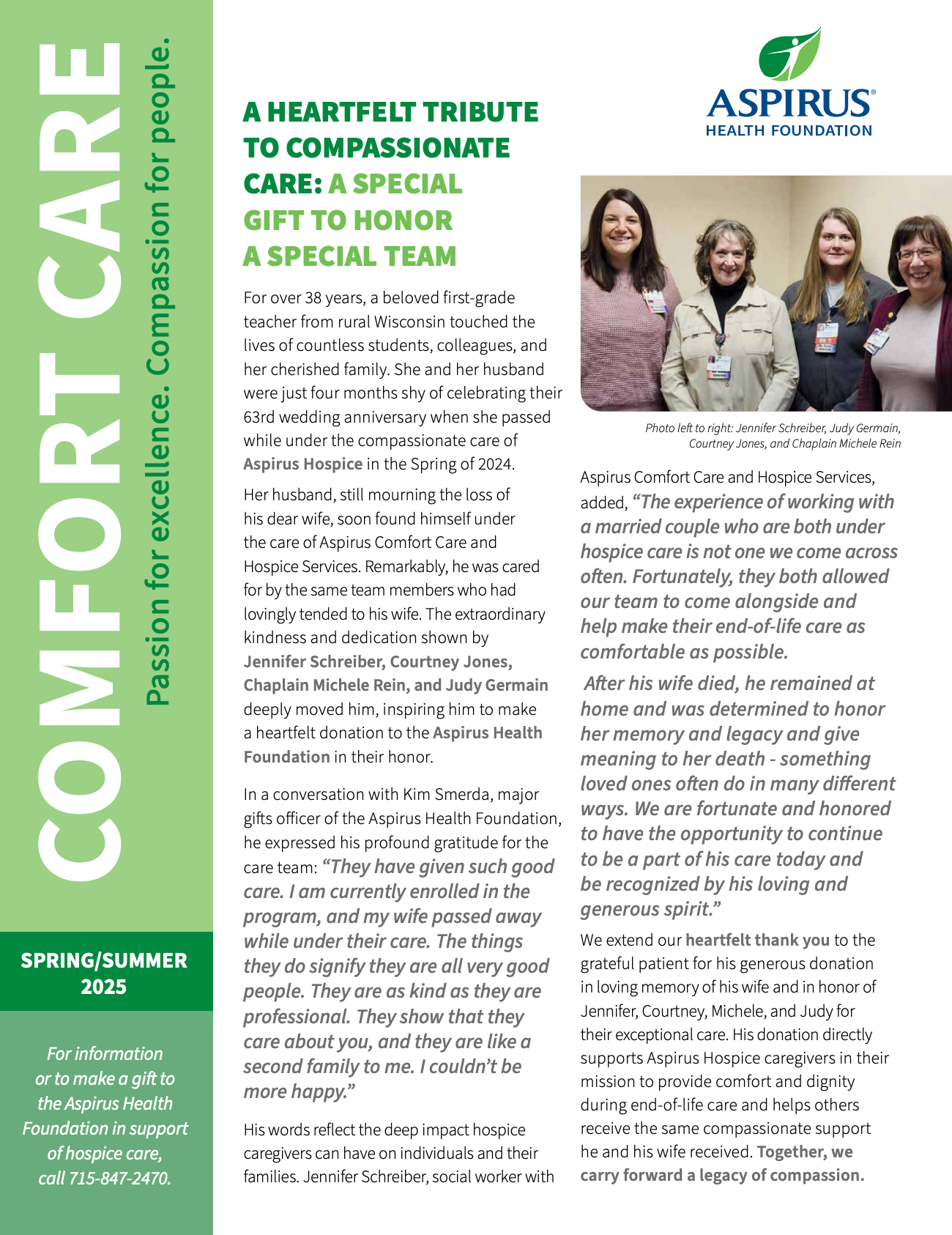 Comfort Care Newsletter - Spring/Summer 2025