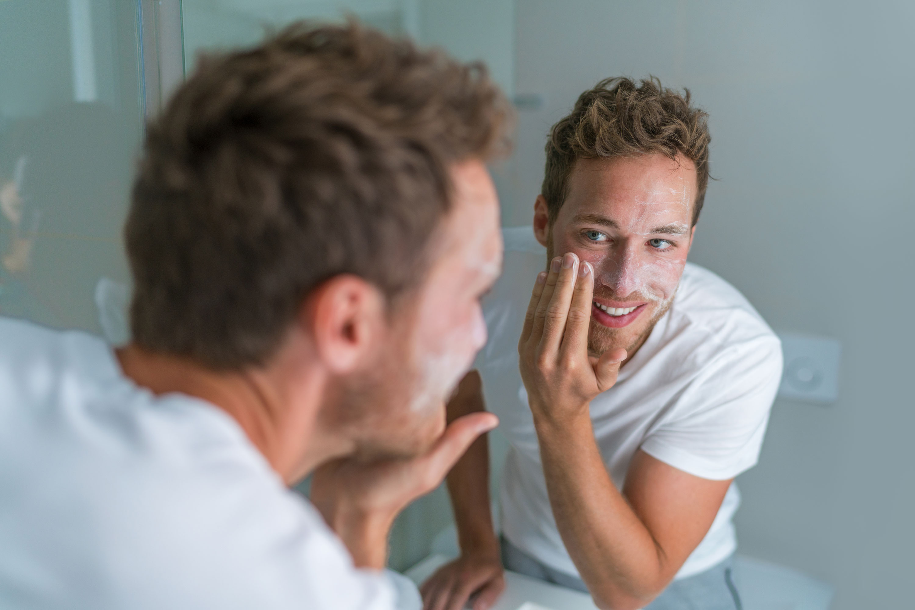 Man washing face.