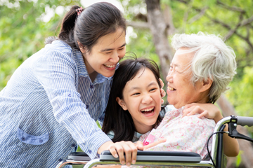 Mother, Daughter and Grandmother laughing